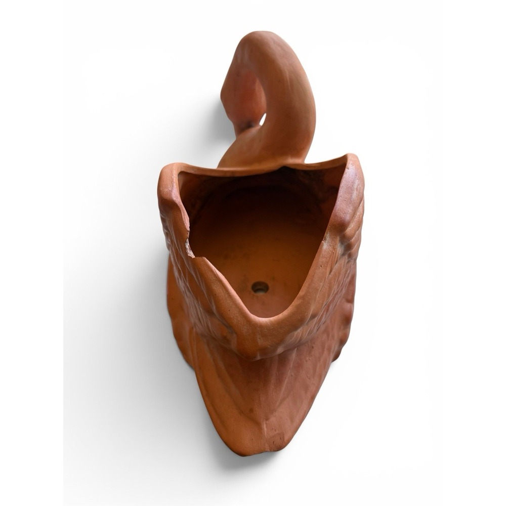 Vintage Terracotta Swan Planter Pot 14"x8"x8" Textured Jardiniere w/Drainage #2 - Picture 5 of 12